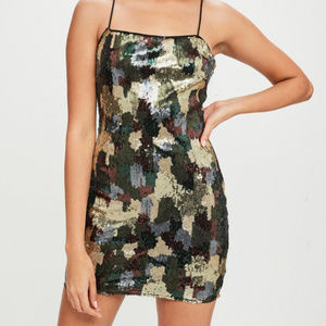 Missguided Camo Sequin Dress NEW Homecoming Formal